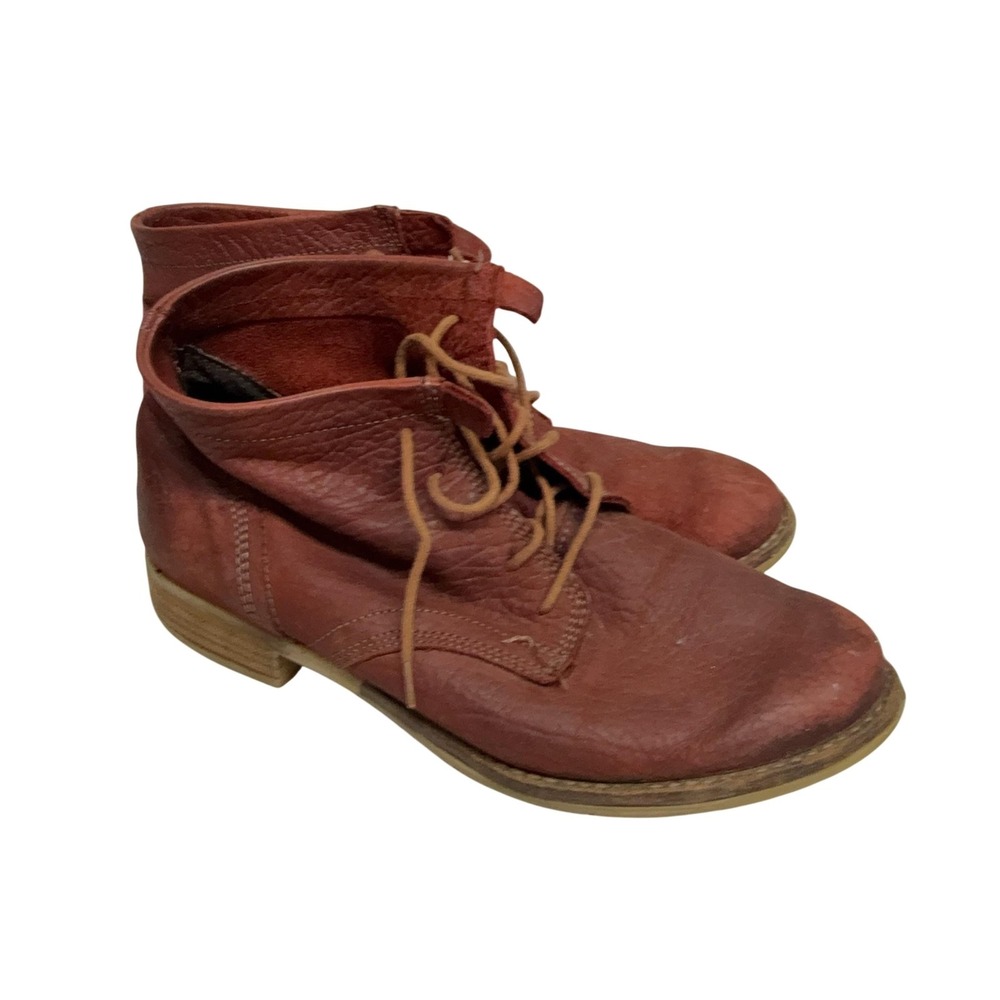Josef Seibel Boots Womens Size 6.5 Red Leather Ankle Chukka Lace Up Comfort